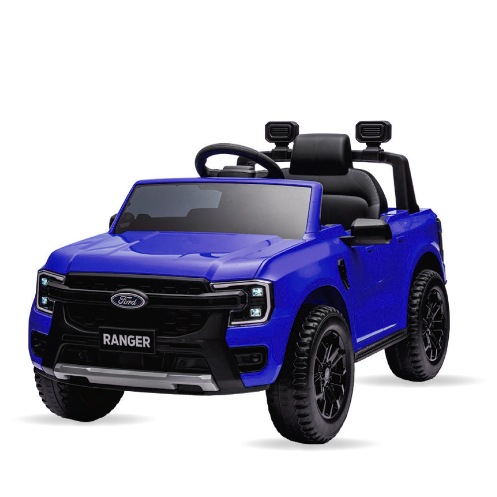 Carro Elétrico Infantil Ford Ranger Azul 12v Com Controle Remoto Luz de Led e Volante com Sons de Corrida Zippy Toys