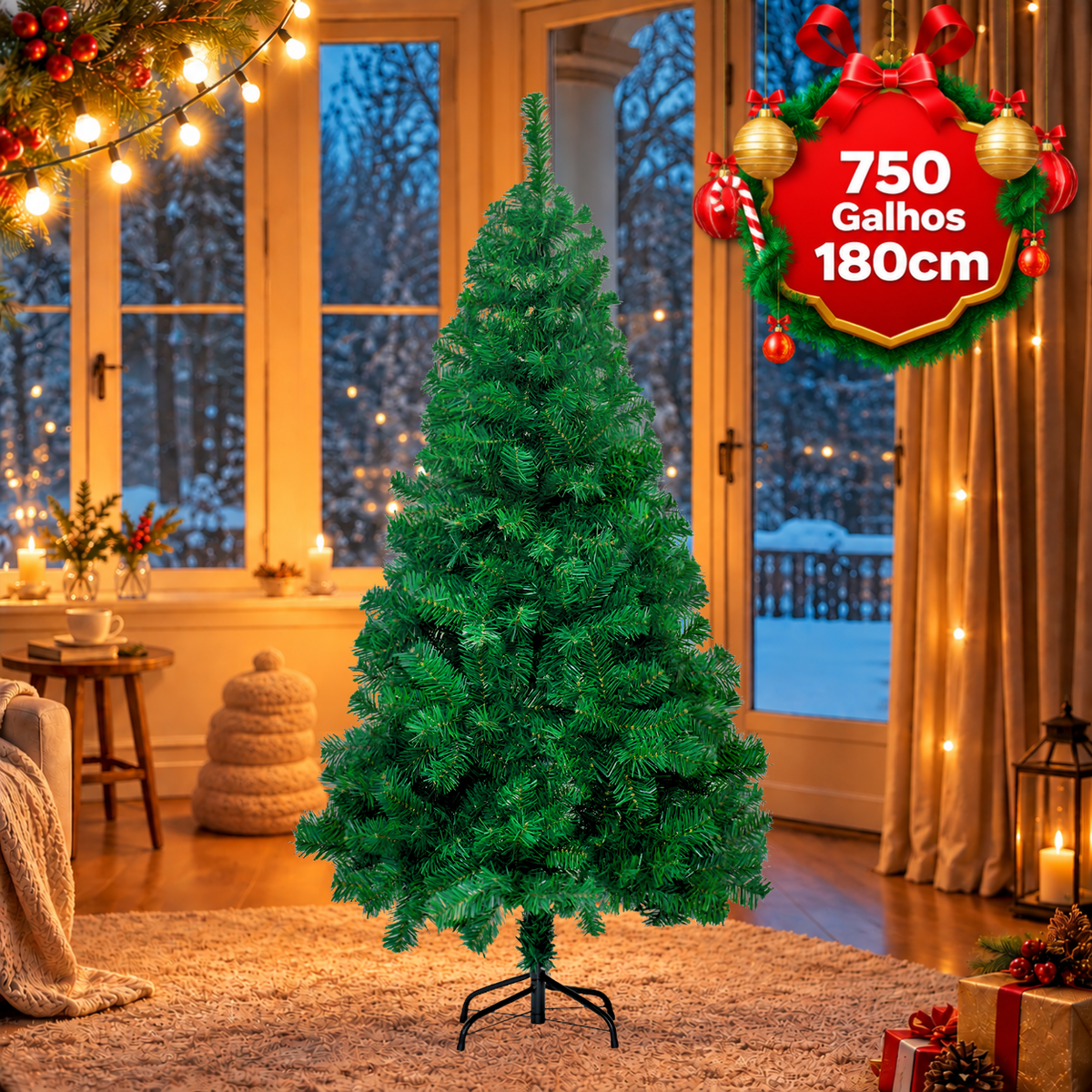 Árvore de Natal Pinheiro 1,80m 750 Galhos