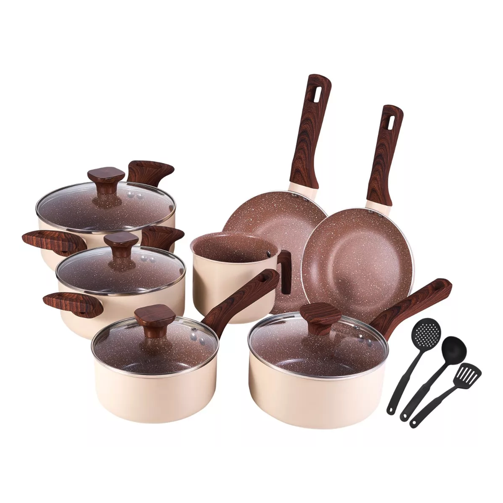 Conjunto Jogo de Panelas Antiaderente Cerâmica Indução 10 Unidades Pratic Cook Marmol Mimo Style