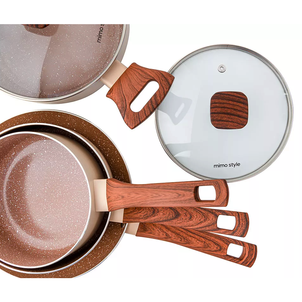 Jogo de Panelas 10 Pçs Indução Creme Revestimento Cerâmico