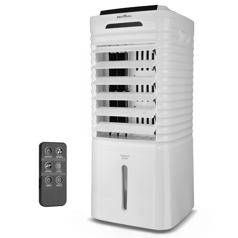 Climatizador de Ar Frio Portátil 5 Litros Britânia 4 em 1 BCL05A Autonomia de 26h Com Controle