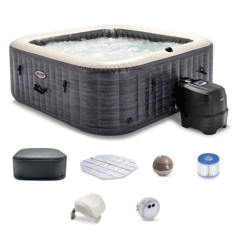 Banheira Spa Inflável Ofurô Intex PureSpa Greystone Deluxe 4 Pessoas 795L com Aquecedor e 140 Jatos