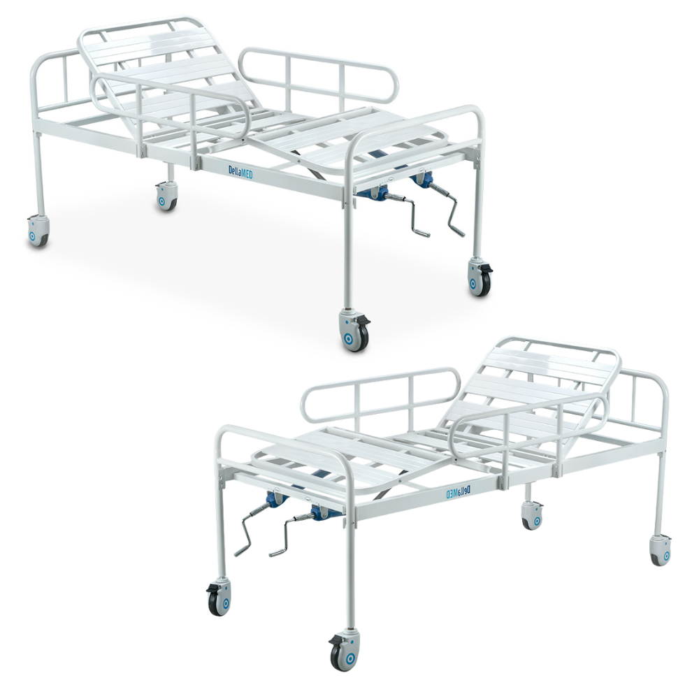 Combo Cama Hospitalar DX2 2 Movimentos até 180kg com Rodas e Grades Dellamed