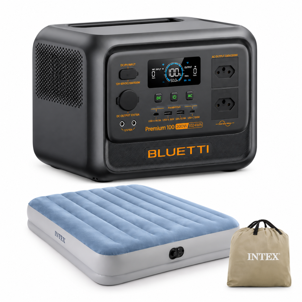 Kit Estação de Energia BLUETTI Premium 100 V2 e Colchão INTEX Queen