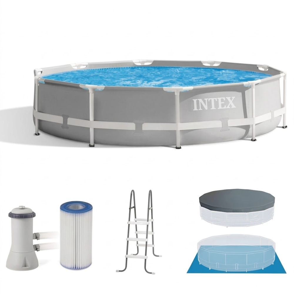 PISCINA PRISM INTEX 16.805L BOMBA 127V ESCADA PROTEÇÃO FUNDO