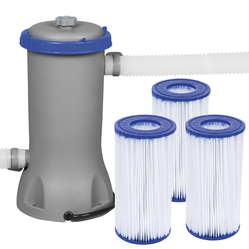 Kit Bomba Filtrante Para Piscina 2006L/H 127V 127V + 3 Cartuchos Bestway