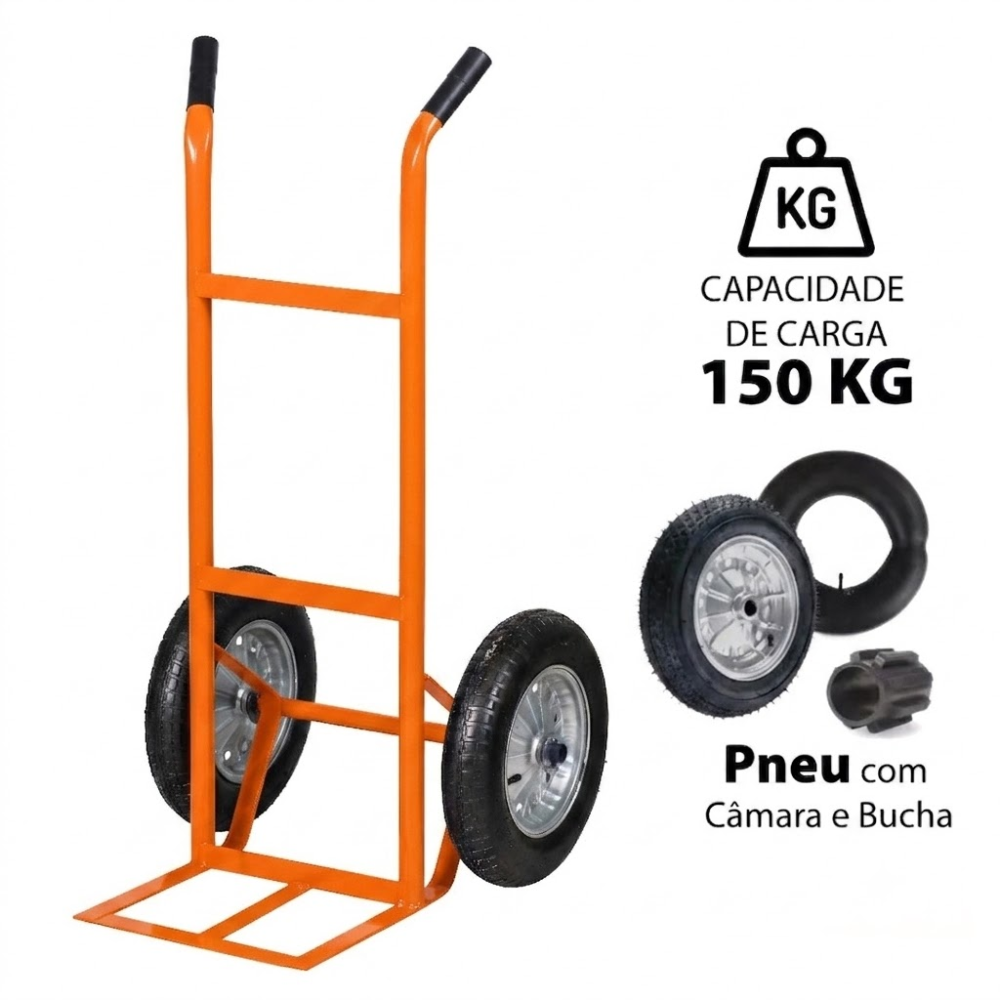 Carrinho de Carga 150kg Pneu com Câmara - Muke Tools
