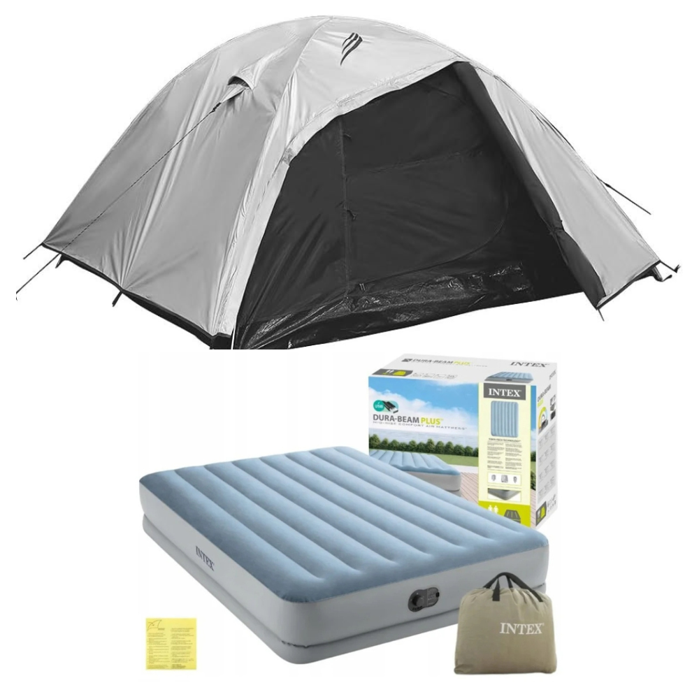 Kit Camping Barraca Nautika Onix 6 Pessoas Blackout + Colchão Queen Intex Bomba USB