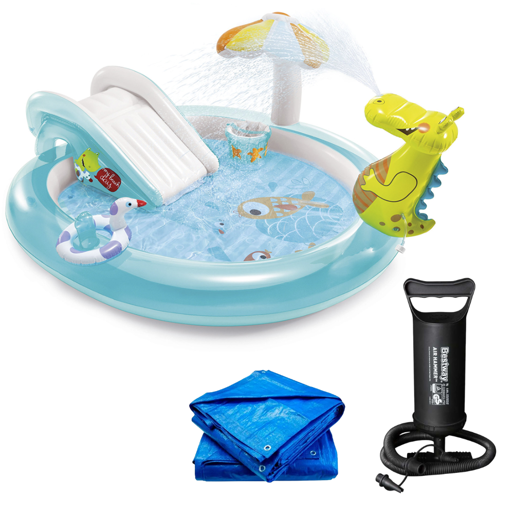 Piscina Playground Jacaré 160 Litros com Forro de Proteção e Bomba de Ar Manual Intex