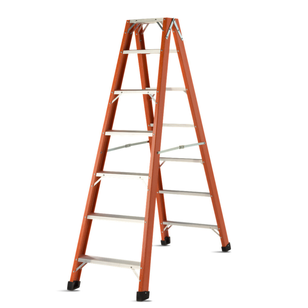 Escada de Alumínio e Fibra de Vidro 9 Degraus Tesoura Dupla 2,48m TAF-09 Sintese