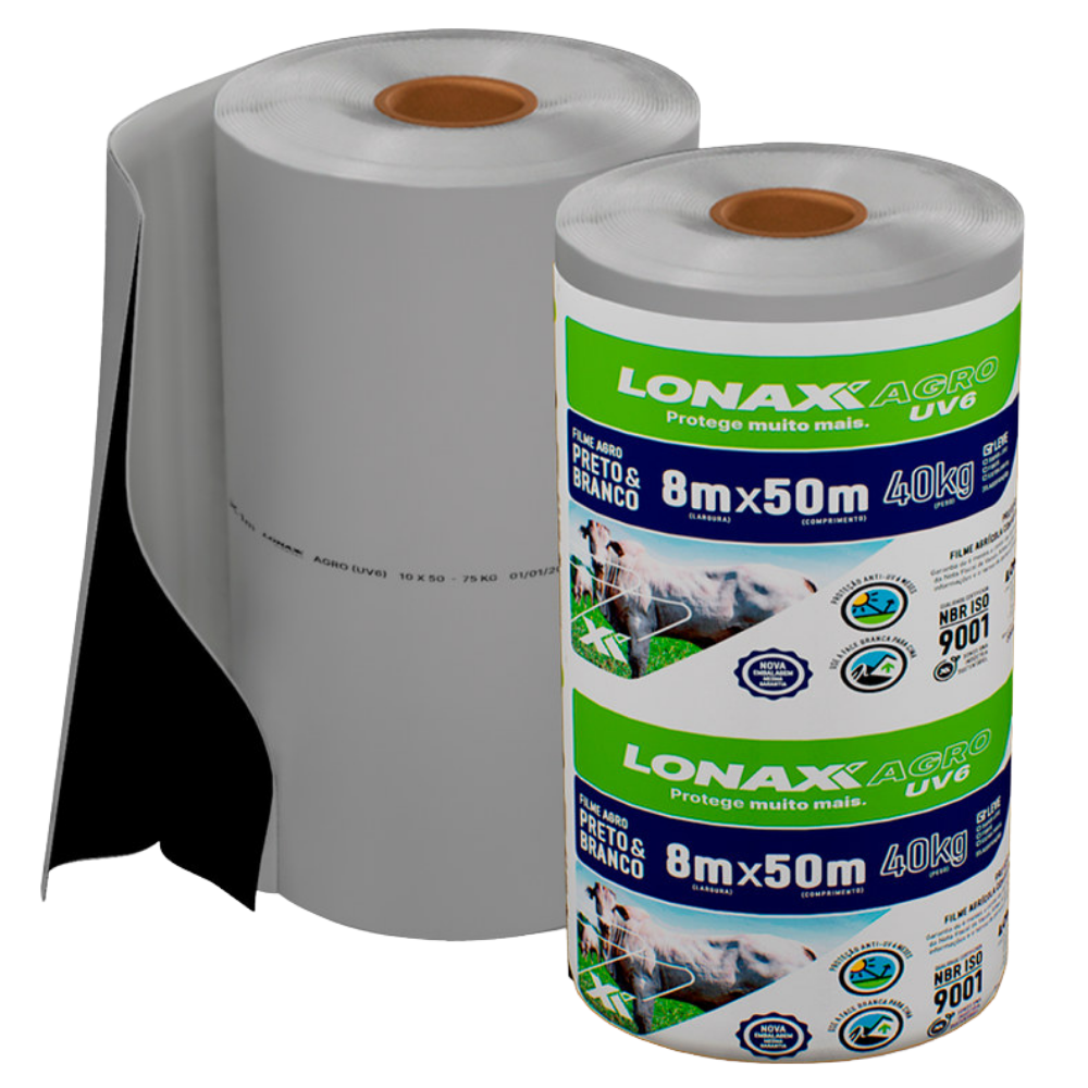 Lona Dupla Face para Silagem 8x50m Preta e Branca Lonax Agro 120 Micras Ant UV 40kg