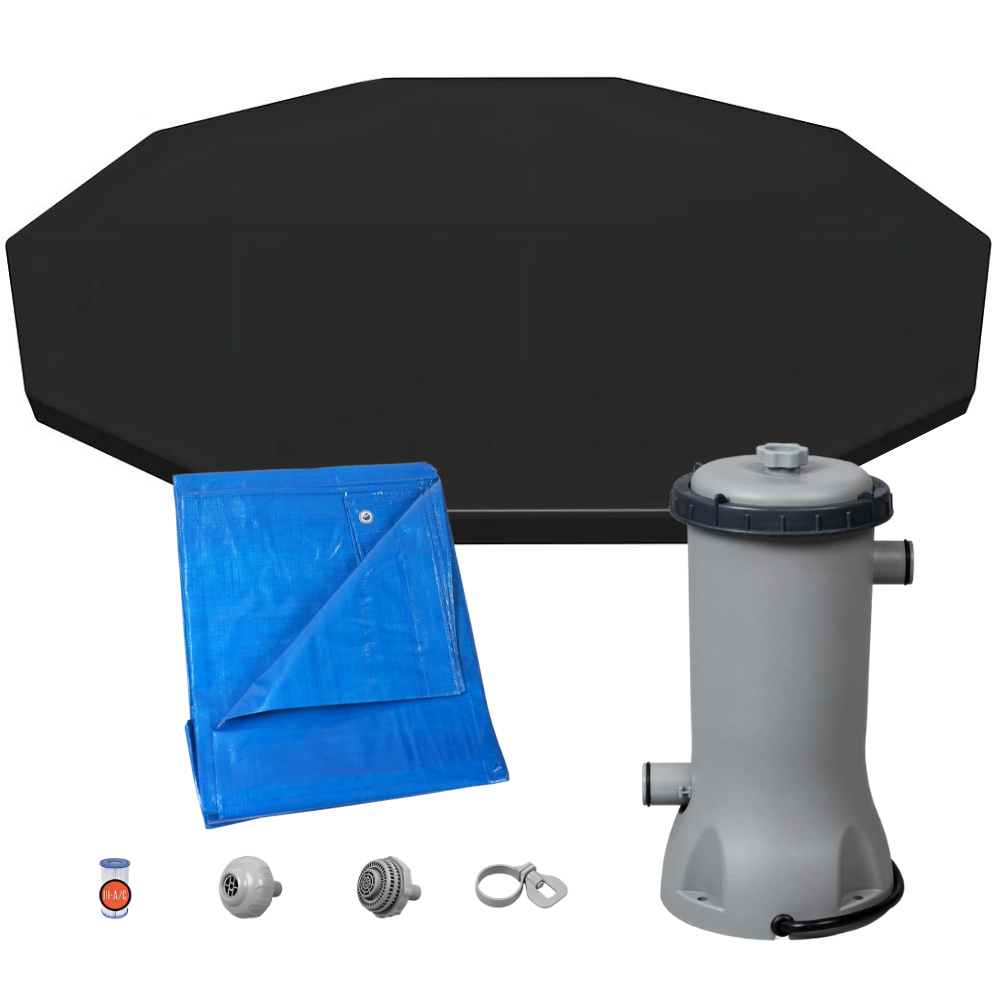 Kit Manutenção para Piscinas 3,05m Bomba Filtrante Bestway 127V + Capa + Forro 4x4m