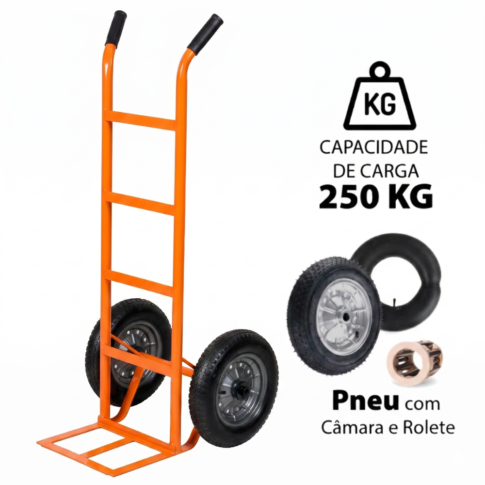 Carrinho de Carga 250kg Pneu com Rolamento - Muke Tools