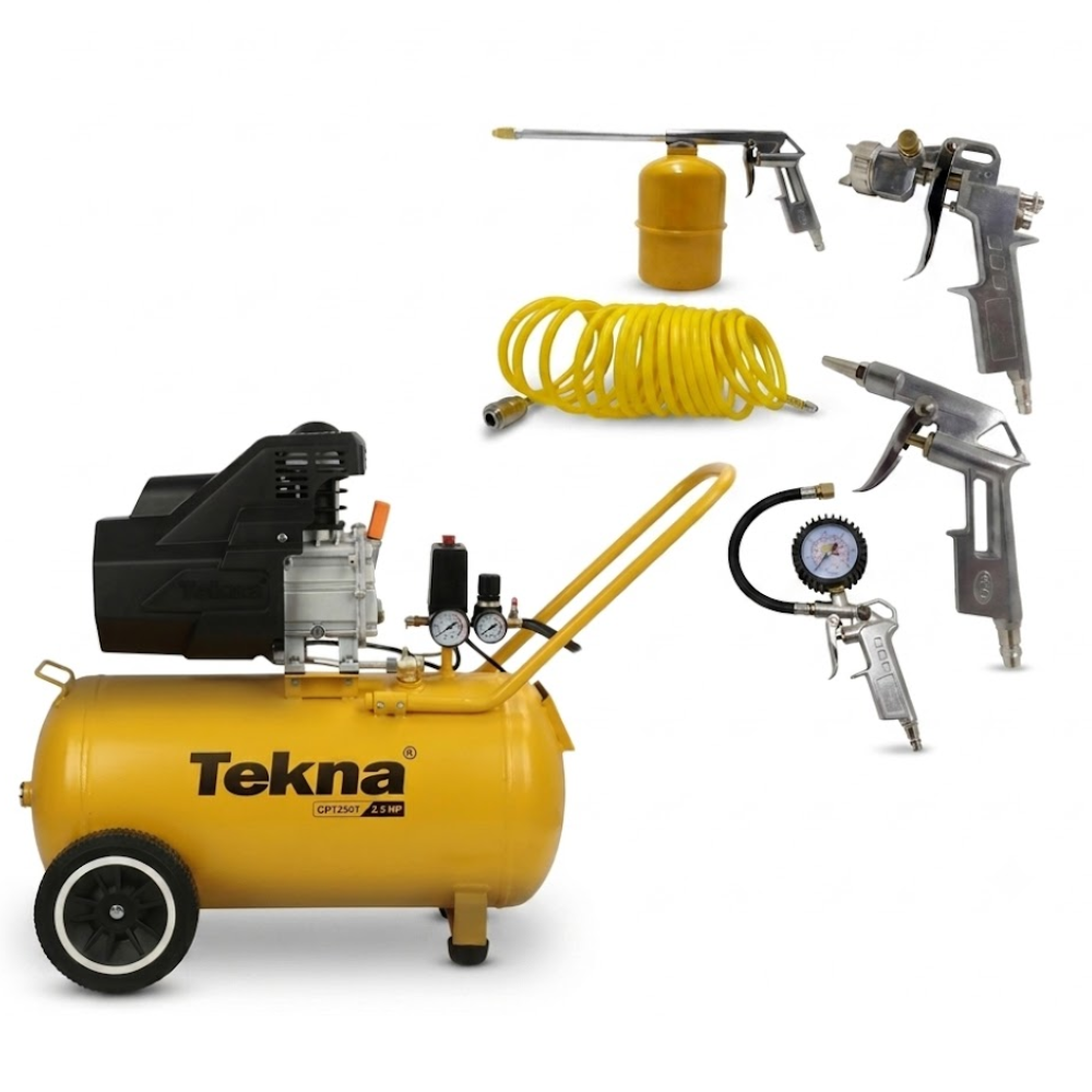 Kit Compressor de Ar Tekna 43L 8 PCM 2,5HP 127V com Kit de Acessórios 5 Peças