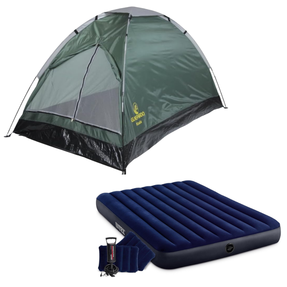 Kit Camping Maxi Com Barraca 3 Pessoas Koala Com Colchão Casal Com Bomba Manual Nautika