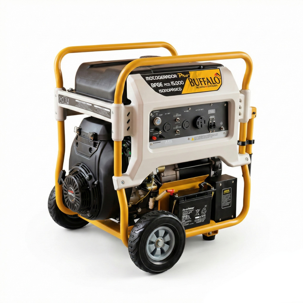 Gerador de Energia Gasolina BFGE 4T 23CV 15KVA 680CC 380V Trifásico com Partida Elétrica Buffalo