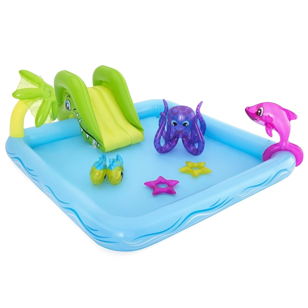 Piscina Inflável Infantil Playground Aquário Fantástico 308 Litros Bestway com 7 acessórios