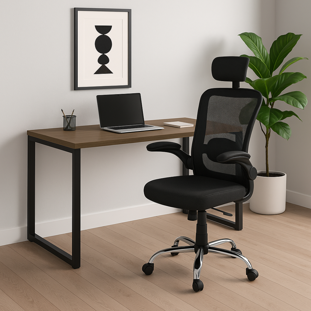 Conjunto Escritório Mesa 120x70 + Cadeira Ergonômica Mesh Regulável