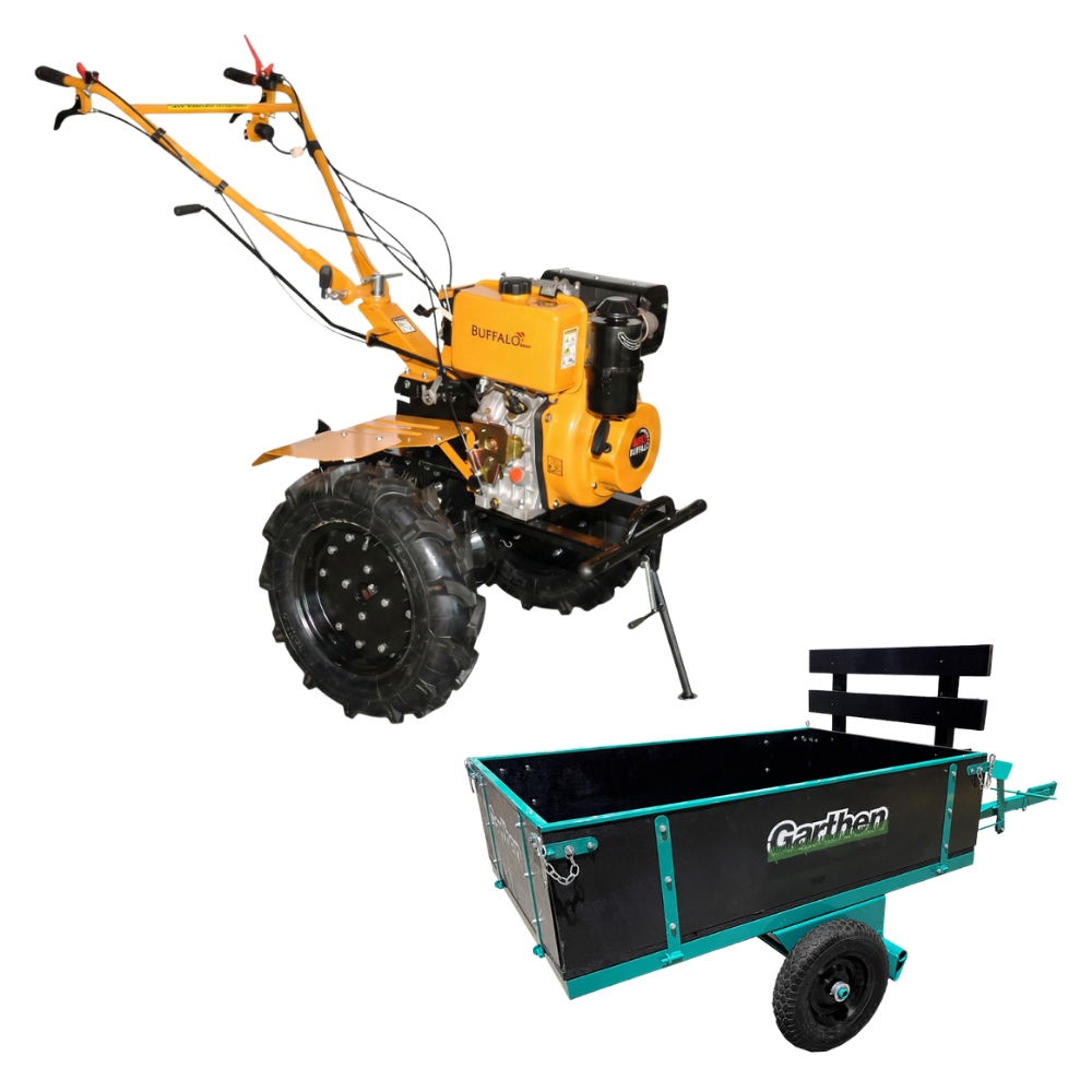 Motocultivador Buffalo BFD 1120 Plus 10CV Diesel com Carretinha 250kg