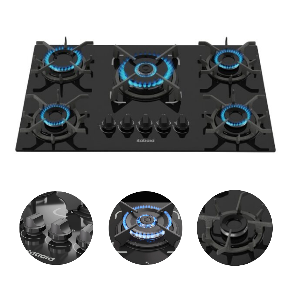 Fogão Cooktop 5 Bocas Itatiaia Trempe Ferro Fundido Itacook Premium