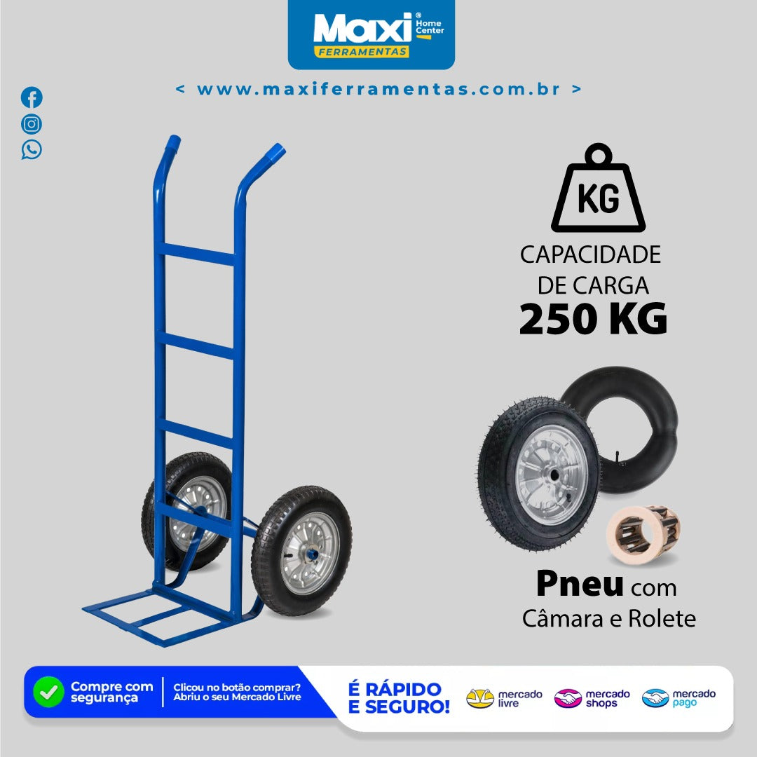 Carrinho Carro Armazém para Cargas 250kg C/rolamento Metalosa