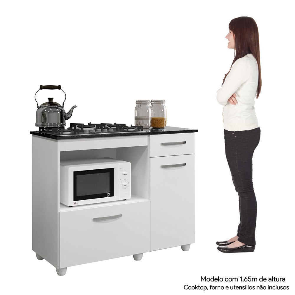 Balcão Cooktop Violeta Basculante P/ Fogão 4 Bocas Branco - Kaiki Móveis