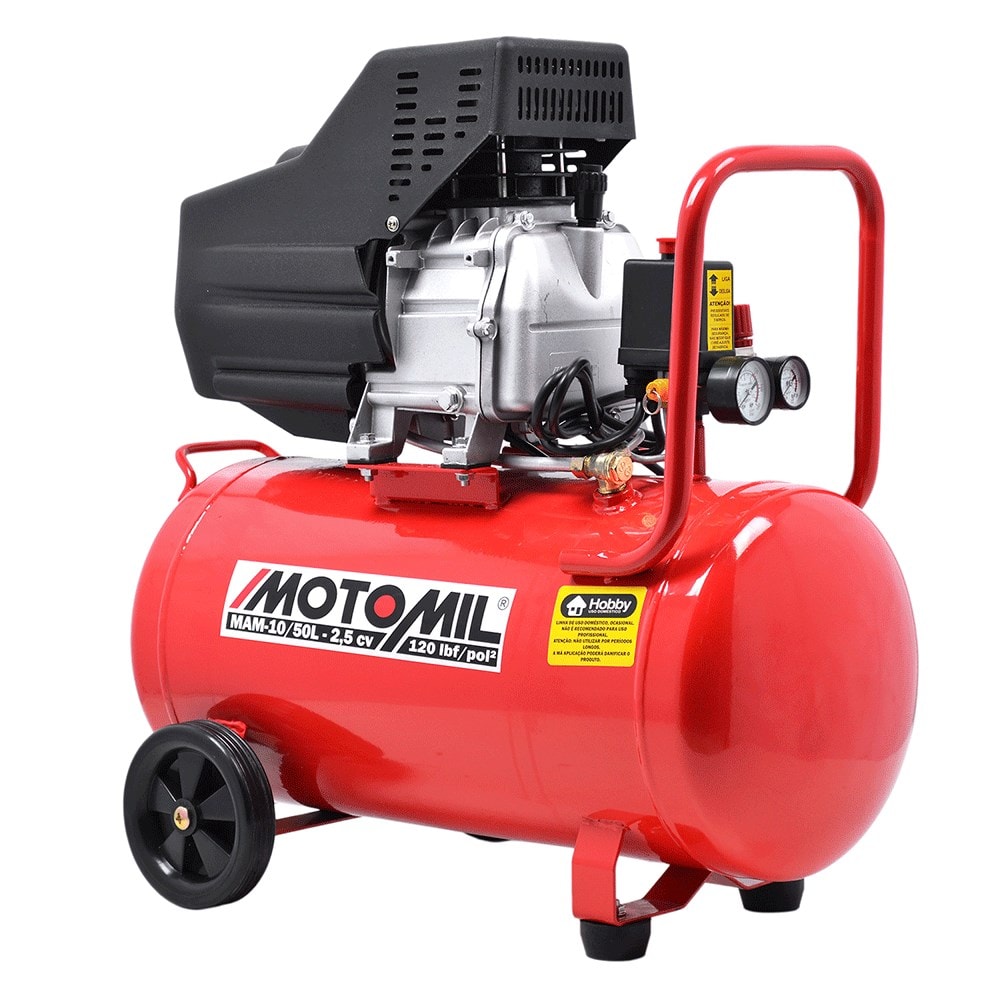 Compressor de Ar 2,5hp Mam-10 / 50 Litros 120lbs Bivolt Monofásico - Motomil