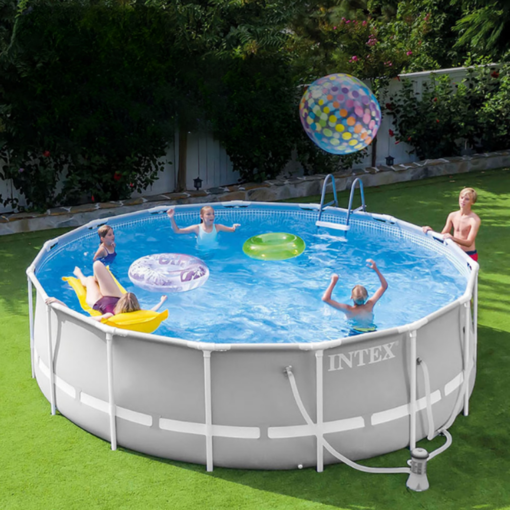 PISCINA PRISM INTEX 16.805L BOMBA 220V ESCADA PROTEÇÃO FUNDO