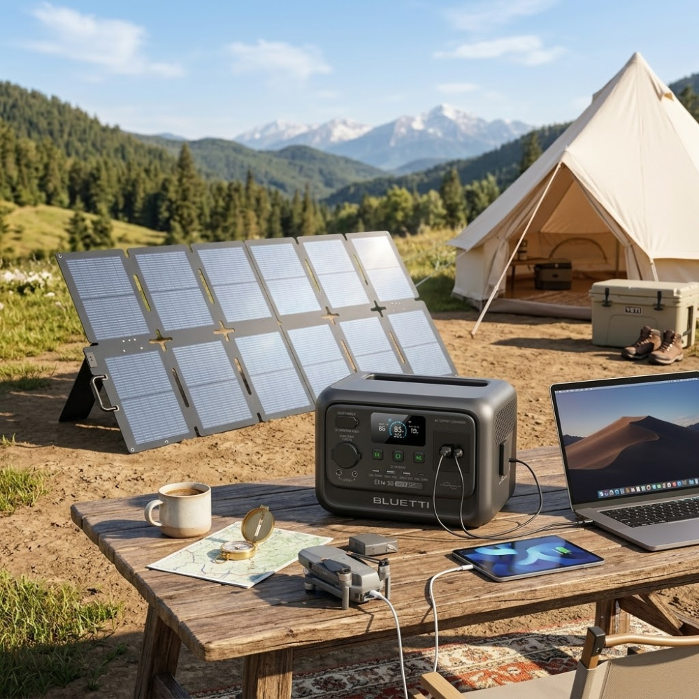 Kit Estação de Energia Gerador Solar BLUETTI Elite 30 V2 600W 288Wh + Painel Solar 220W