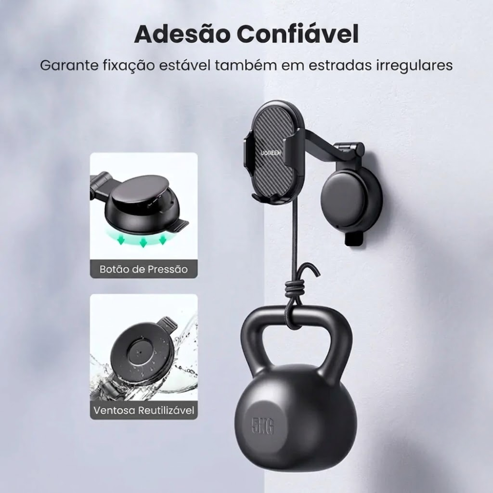 Suporte Veicular para Celular UGREEN 20473 com Ventosa Ajustável Preto