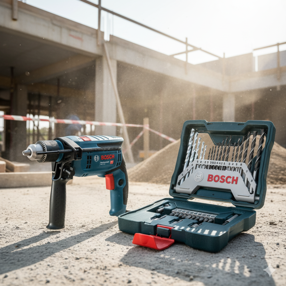 Furadeira Parafusadeira de Impacto BOSCH 1/2" 750W com Jogo de Pontas e Brocas Bosch X-Line 33 Peças