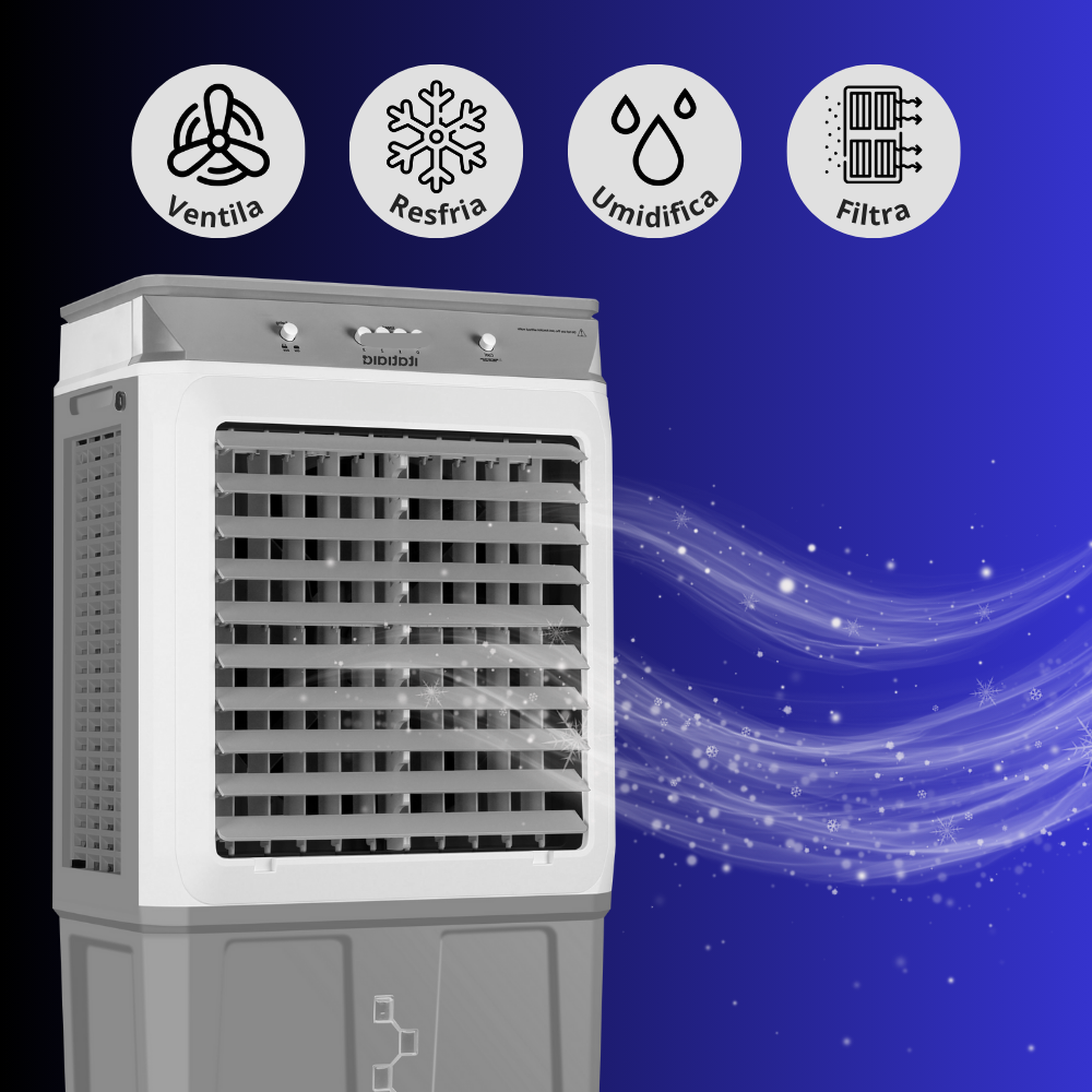 Climatizador de Ar Frio Portátil Itatiaia 40L 4 em 1 - Resfria, Umidifica, Filtra, Ventila