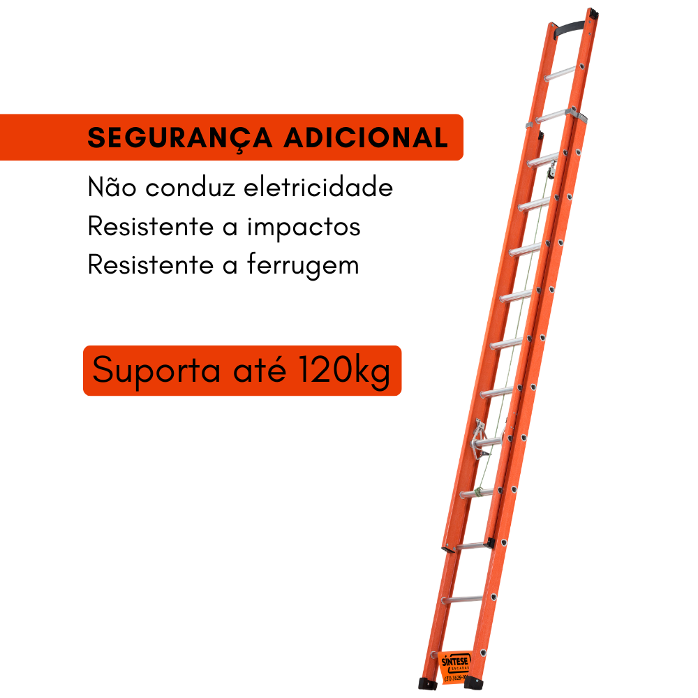 Escada de fibra de vidro extensível 3,60m x 6m 21 degraus SINTESE