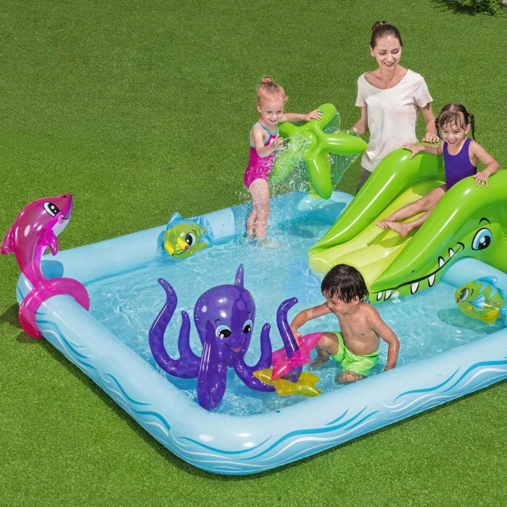 Piscina Inflável Infantil Playground Aquário Fantástico 308 Litros Bestway com 7 acessórios
