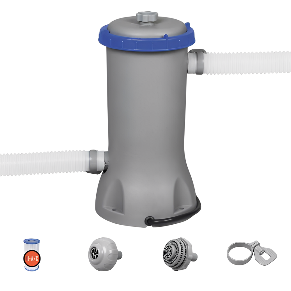 Kit Bomba Filtrante Bestway 2.006 L/h 127V com Capa de Proteção para Piscina 3,05m