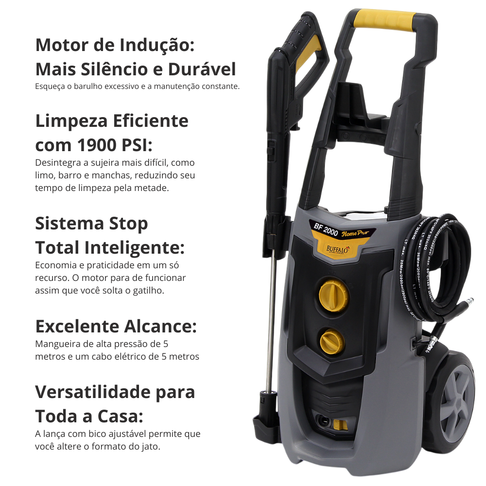 Lavadora de Alta Pressão Profissional Buffalo BF2000 HOME 1900PSI 2100W 127V