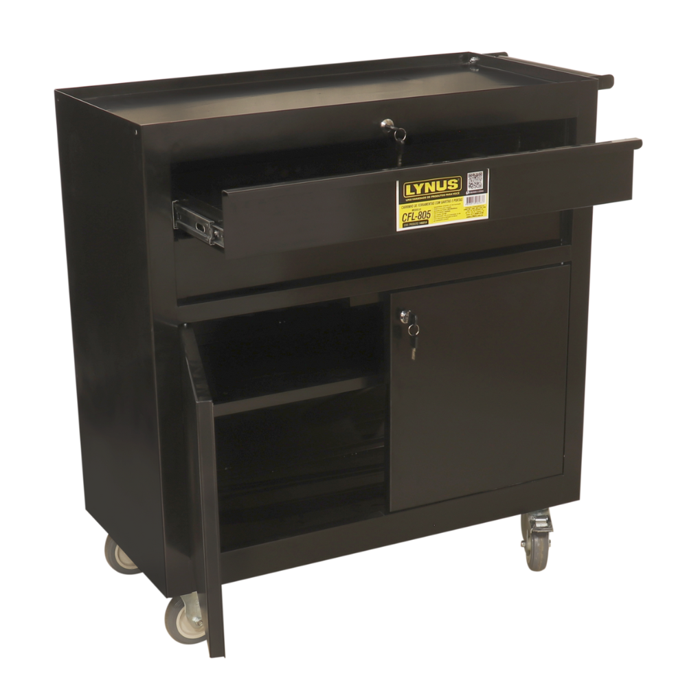 Carrinho para Ferramentas Fechado LYNUS com 2 Gavetas e Portas CFL805