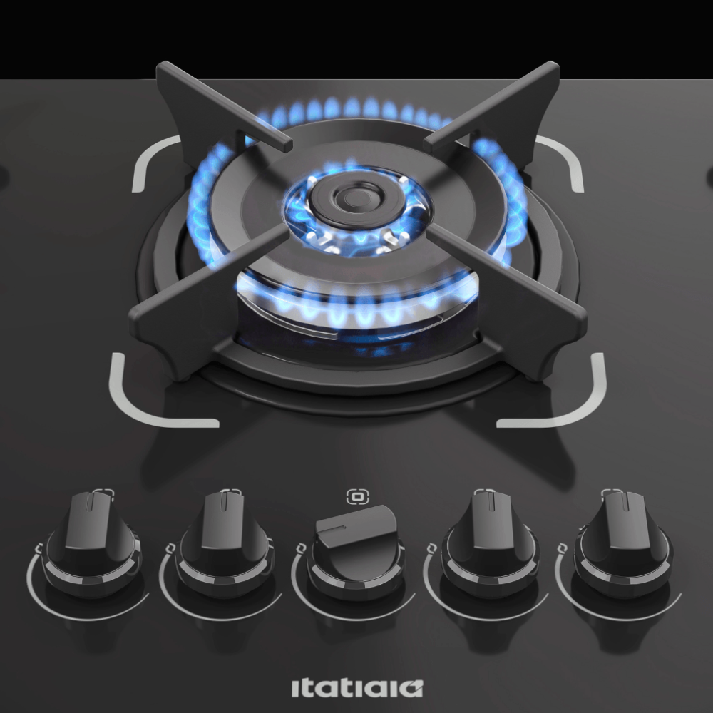 Fogão Cooktop 5 Bocas Tripla Chama Itatiaia Trempe Ferro Fundido Itacook Premium