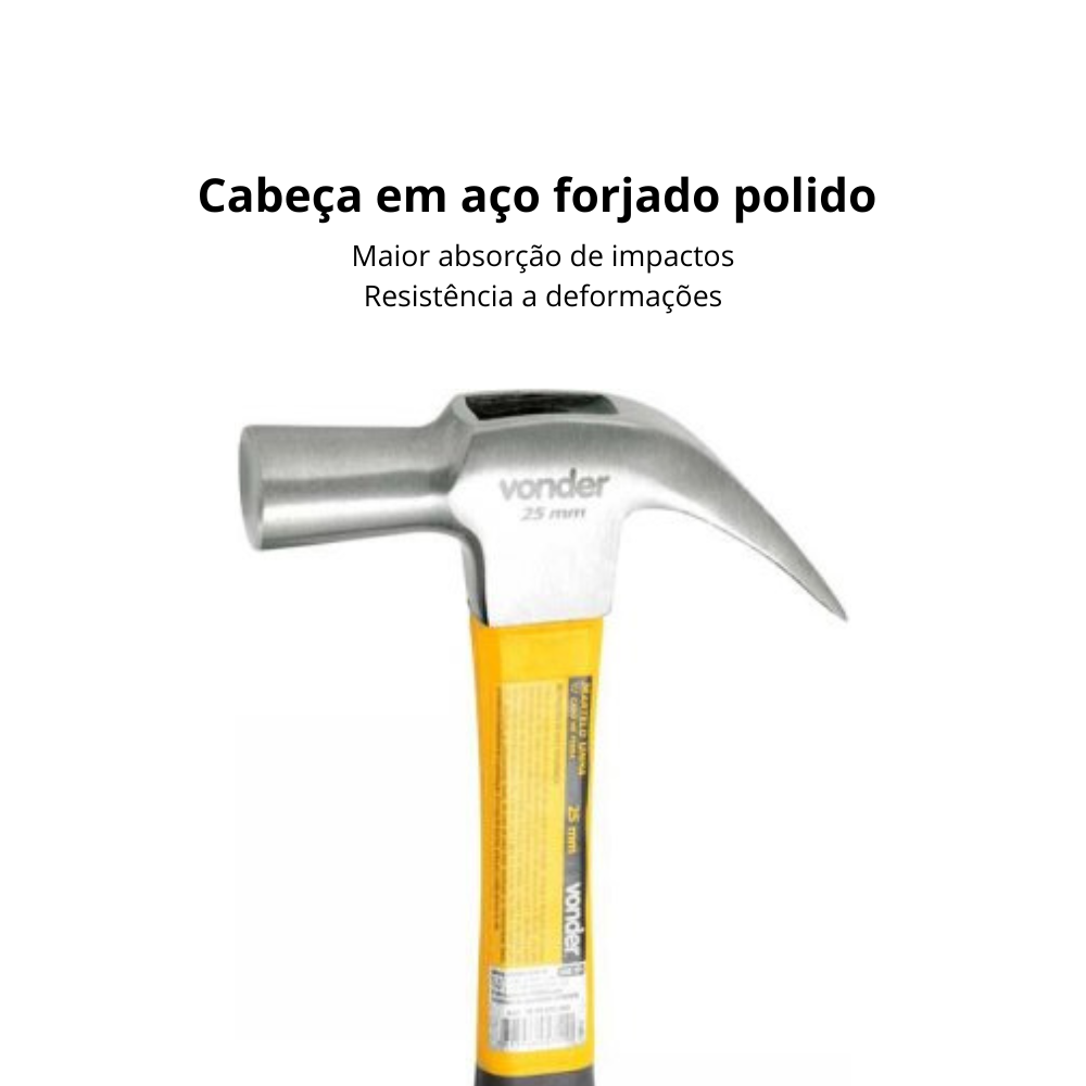 Martelo Unha 27mm Vonder com Cabo de Fibra Emborrachado