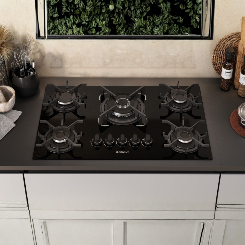Fogão Cooktop 5 Bocas Tripla Chama Itatiaia Trempe Ferro Fundido Itacook Premium