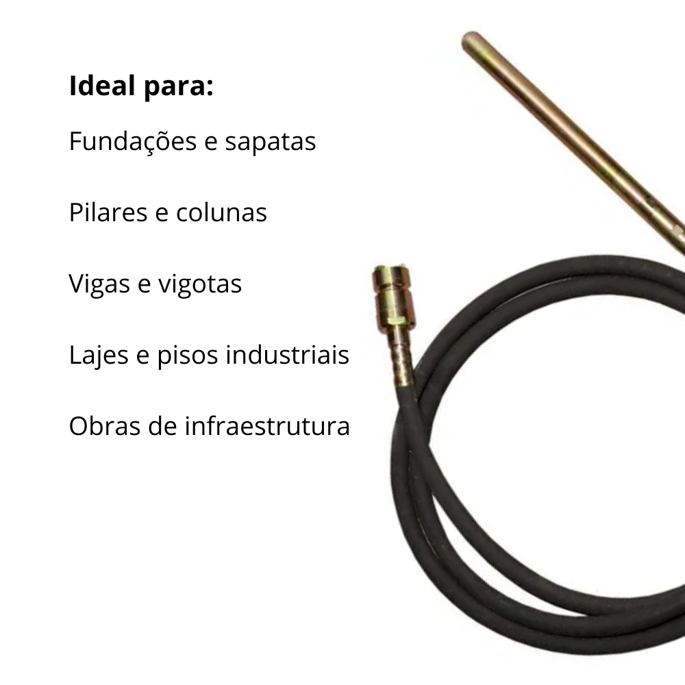 Vibrador de Concreto V60 sem Motor Mangote 5 Metros Buffalo