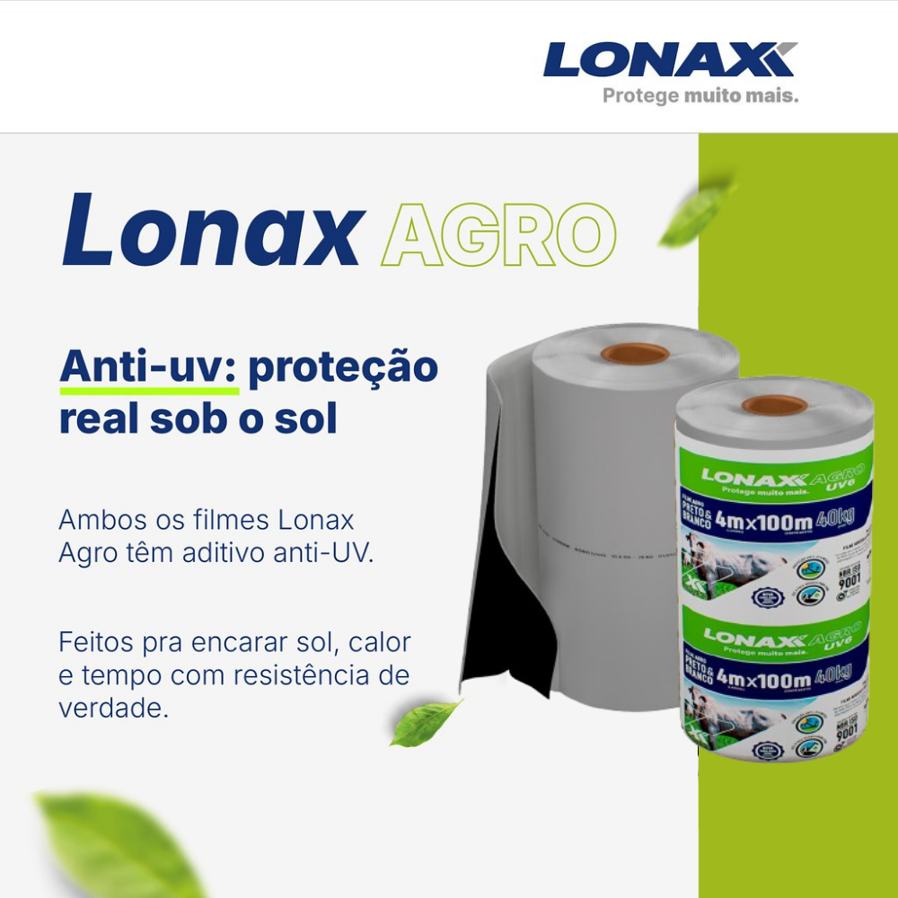 Lona Dupla Face para Silagem 4x100m Preta e Branca Lonax Agro 40kg 100 Micras Ant UV 40kg