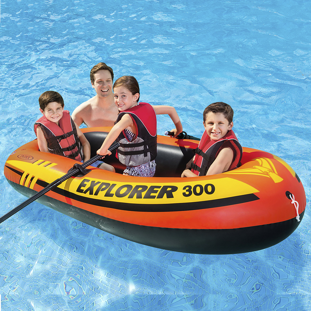 Combo 2 Botes Infláveis Explorer 300 Com Remos E Bomba Manual Intex 3 pessoas