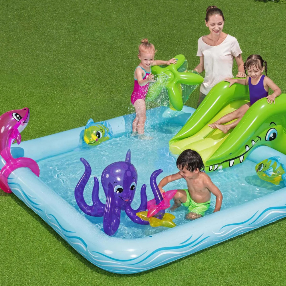 Piscina Inflável Infantil Playground Fundo do Mar 308 Litros com Acessórios e Bomba Bestway