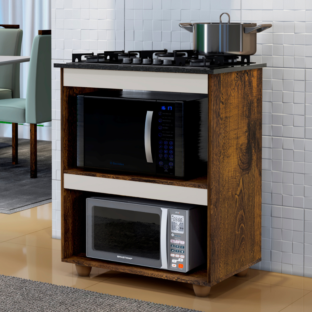 Kit Balcão Cooktop Turim Ype/off White com Fogão Cooktop 5 Bocas Itatiaia