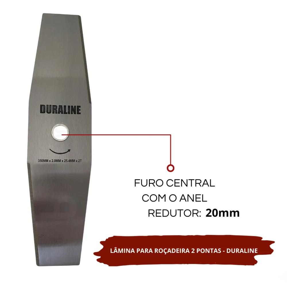 Lâmina para Roçadeira 2 Pontas Universal 350mm x 25,4mm x 2mm Duraline Tekna
