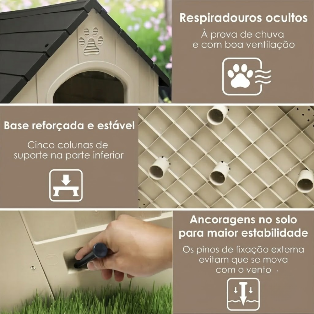 Casa Casinha para Cachorro Extra Grande Resistente Impermeável Fácil Montagem Syberflex