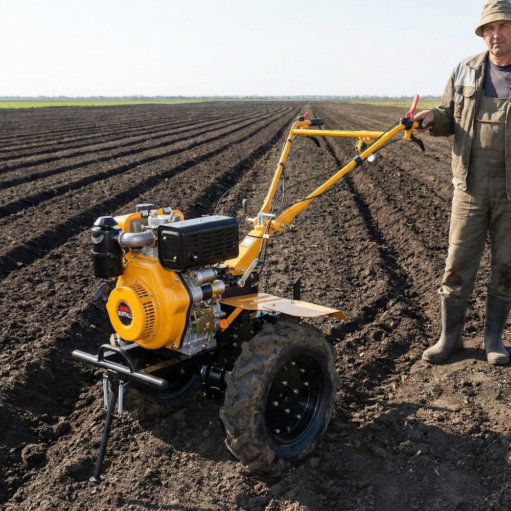 Motocultivador Buffalo BFD 1120 Plus 10CV Diesel com Carretinha 250kg