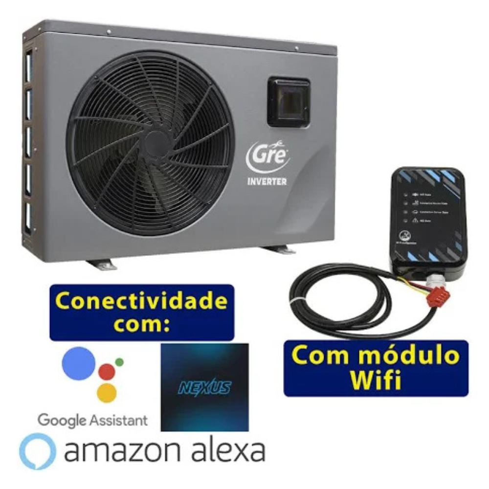 Bomba Trocador De Calor GRE14 Inverter 45.000 Btus Aquecimento Piscinas Até 69.000 Litros