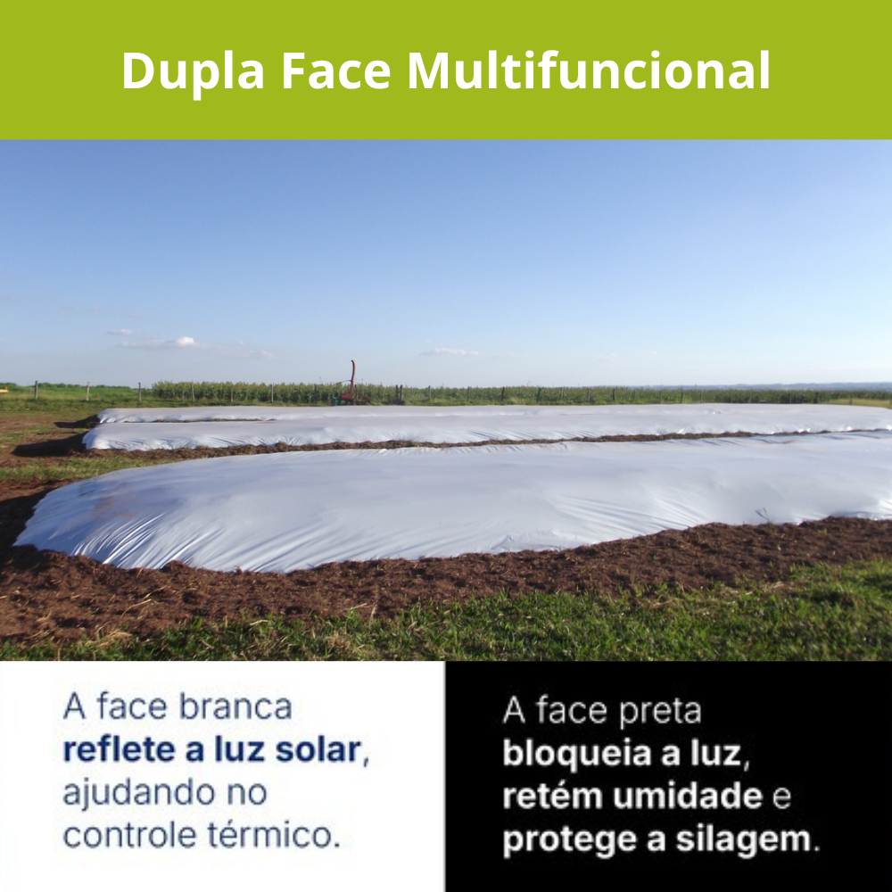 Lona Dupla Face para Silagem 8x100m Preta e Branca Lonax Agro 120 Micras Ant UV 80kg